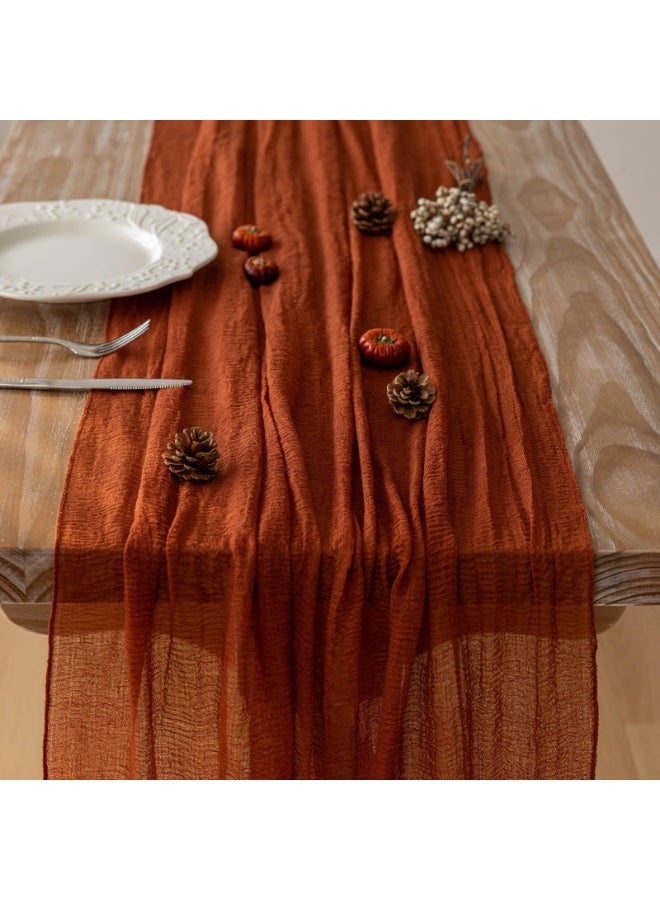 HOMESTAR Table Mat, Ruffled Table Runner, Elegant Dining Table Decoration, For Wedding/Baby Shower/Friend Gathering/Party/Banquet/ Celebration Table Setting, Restaurant Decoration, Home Decoration, Orange, 90x305cm - Image 4